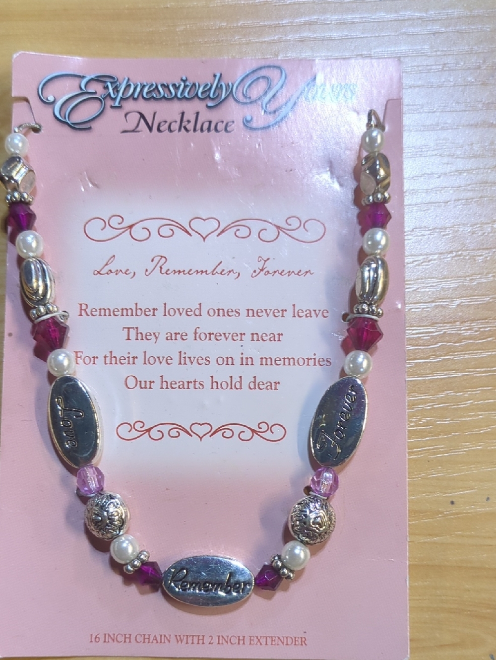 Pink Pearl and Silver 'Remember' Necklace